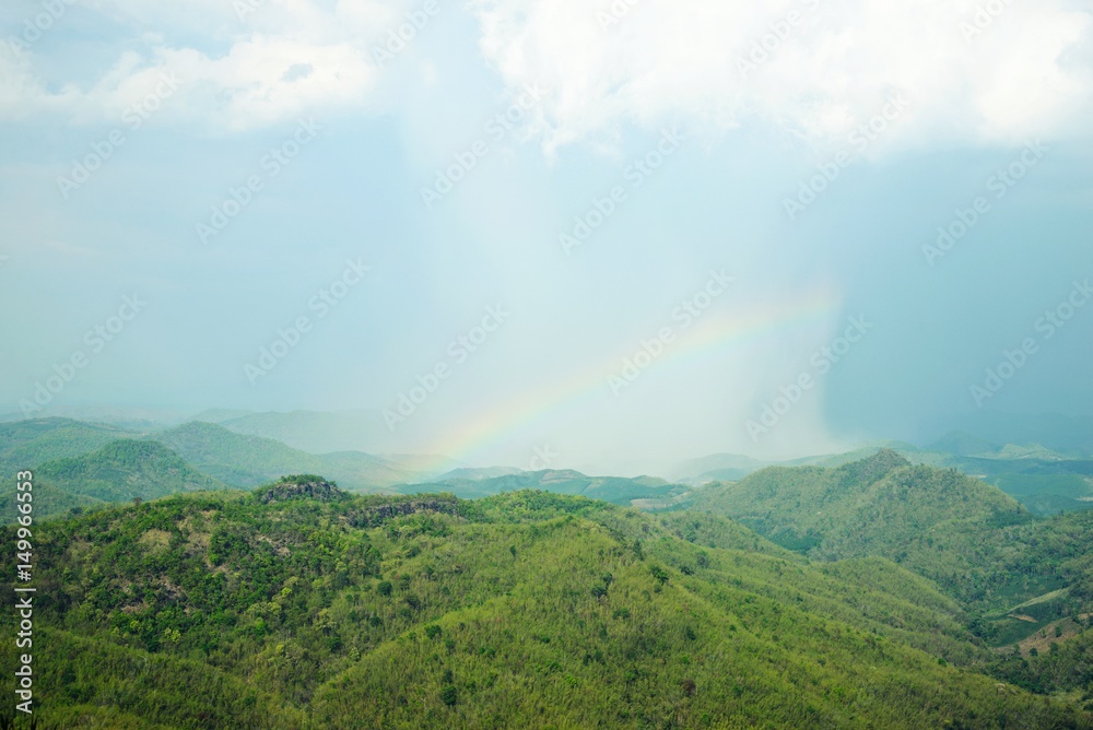 Rainbow in mountain : Phu Ruea National Park, Thailand