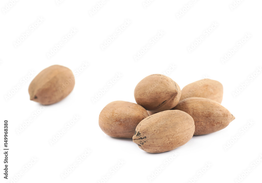 Pile of pecan nuts isolated Pile of pecan nuts isolated