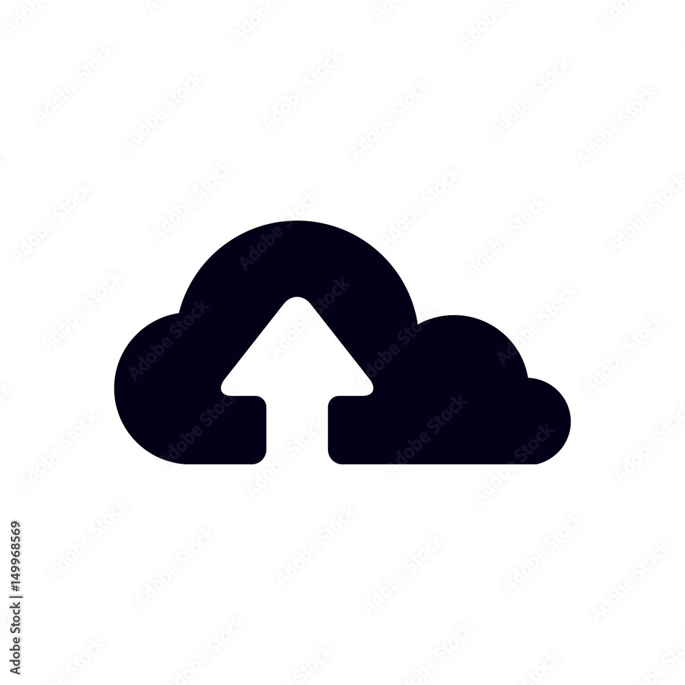 Upload from cloud icon. Upload button. Flat design style. Upload from cloud icon. Upload button. Flat design style.