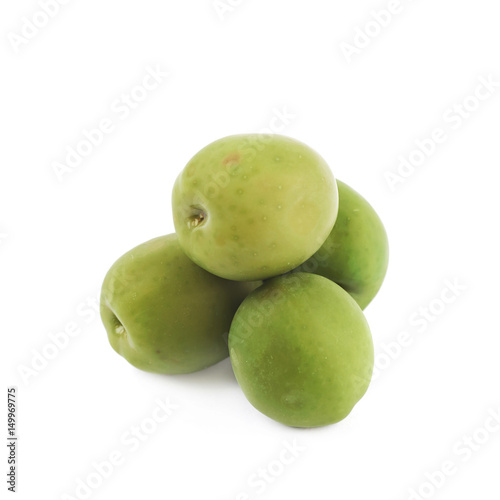 Pile of green olives isolated