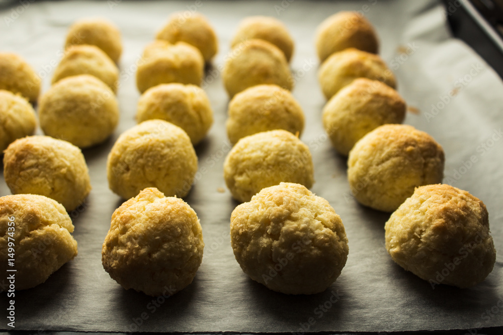 coconut cookies folded in a row
