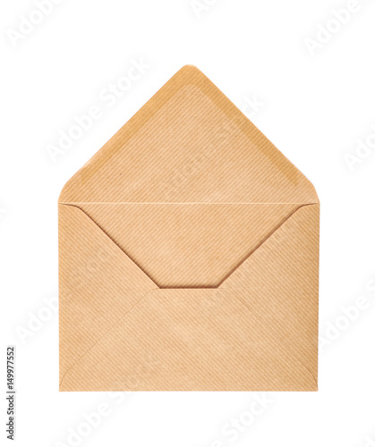 Single opened envelope isolated