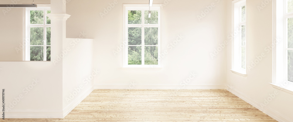 Fototapeta premium Leerer Büroraum (panoramisch)