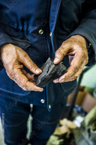Large piece of coal in hands