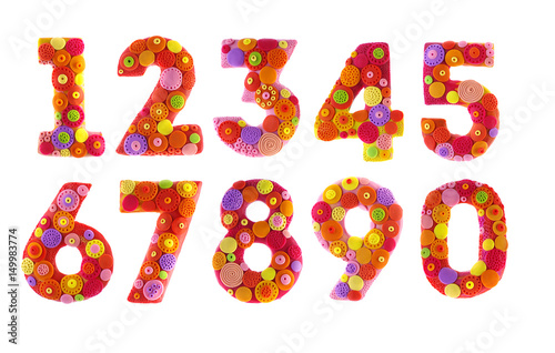Plasticine volumetric symbols-letters and numbers, bright and colored © Natalia
