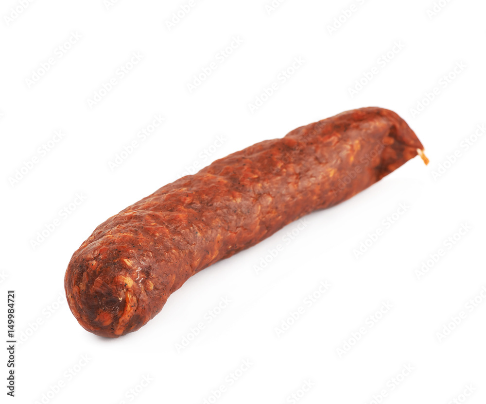 Stick of a smoked sausage isolated Stick of a smoked sausage isolated