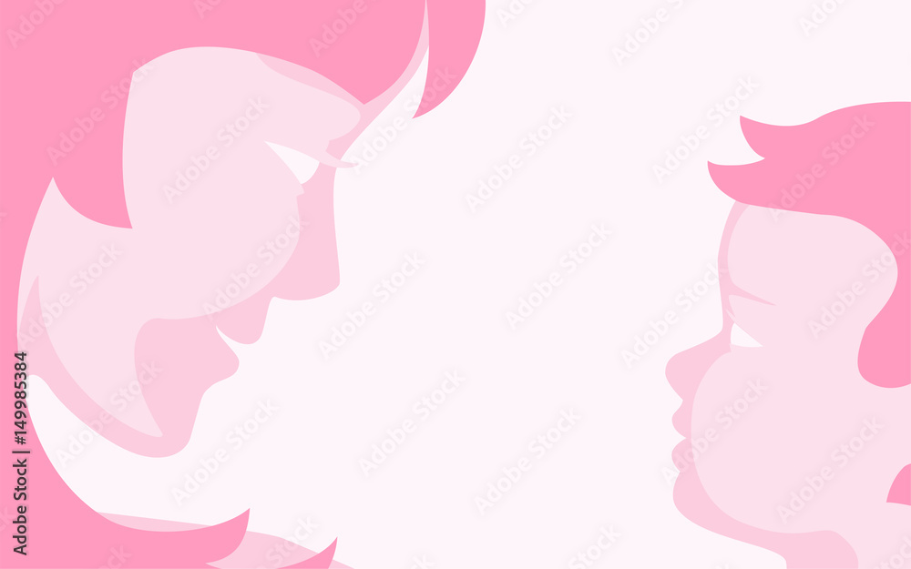 Mother with her baby stylized silhouettes on pink backgrounds for mother's day greeting card, poster or banner. Vector illustration, all layers are isolated