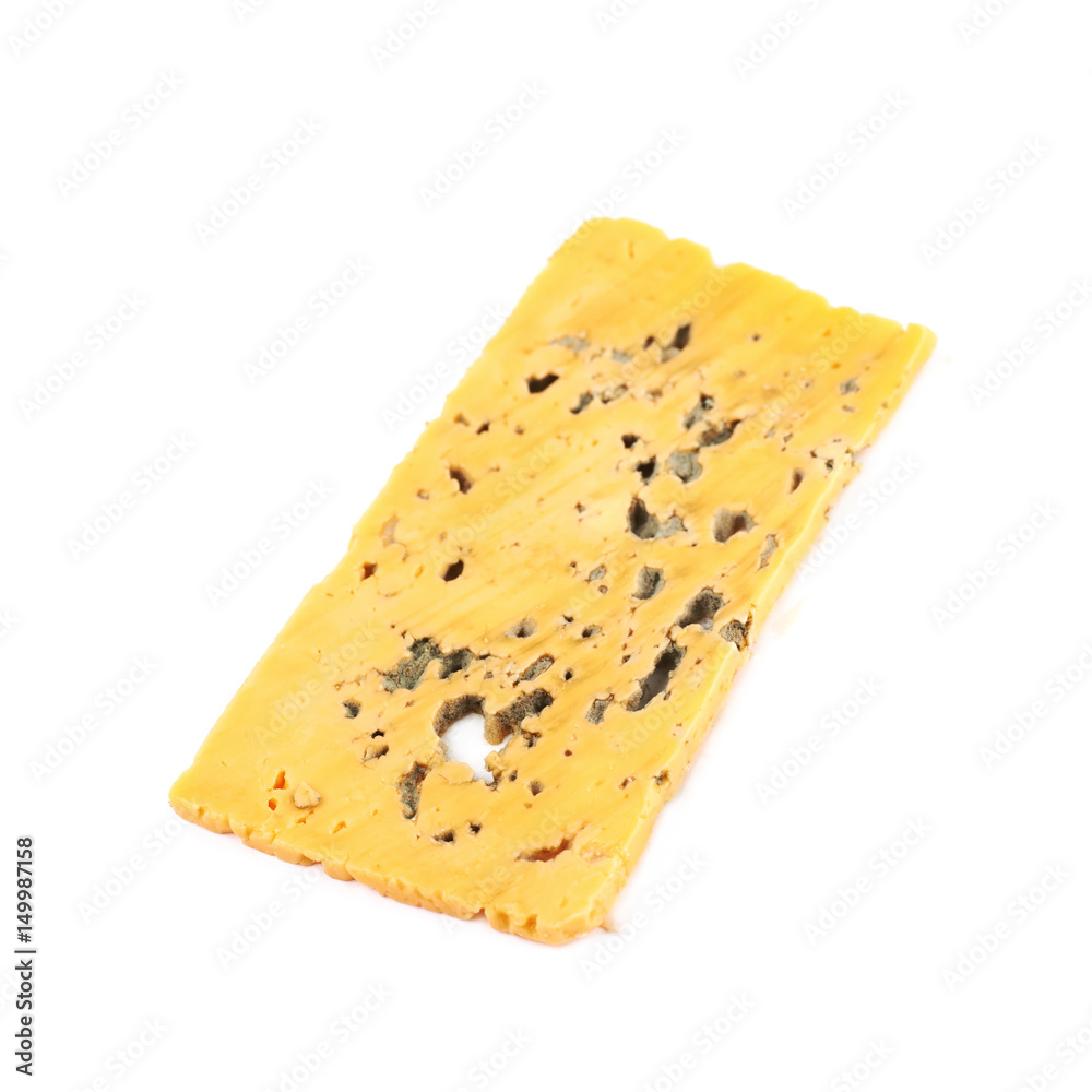 Single slice of a mold cheese isolated