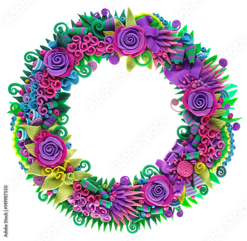 Round texture - a wreath, of flowers, gifts and seafood