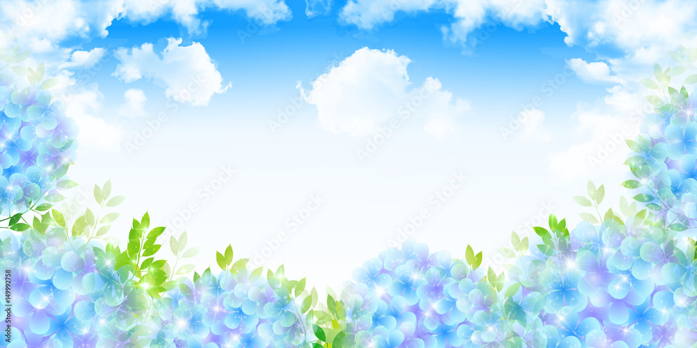 Obraz premium あじさい 梅雨 風景 背景