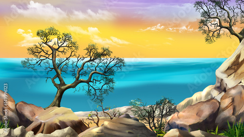 Sea View from the Cliff at Dawn