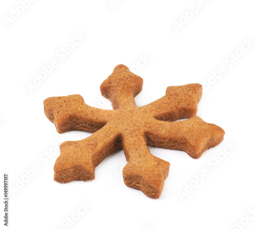 Snowflake shaped cookie isolated