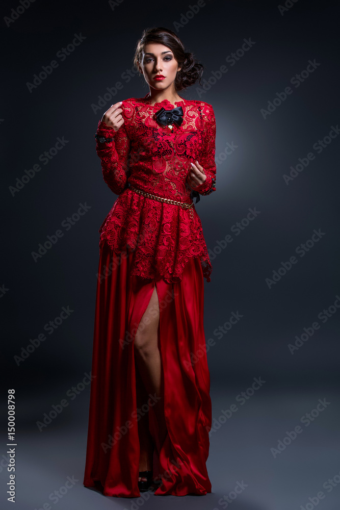 Beautiful girl in lace silk dress Beautiful girl in lace silk dress