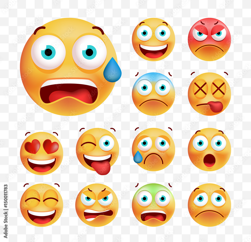 Set of Cute Emoticons on White Background. Isolated Vector Illustration Set of Cute Emoticons on White Background. Isolated Vector Illustration