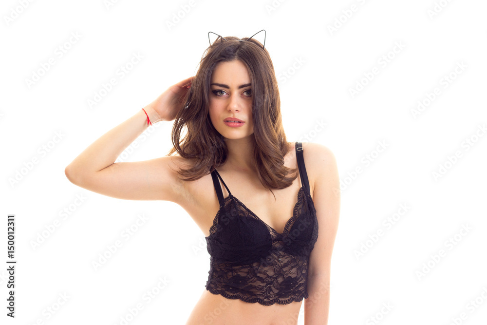 Young woman in black lingerie Young woman in black lingerie