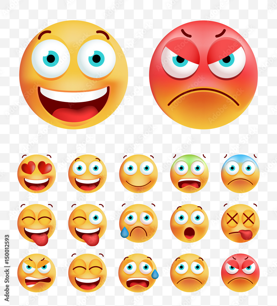 Set of Cute Emoticons on White Background. Isolated Vector Illustration Set of Cute Emoticons on White Background. Isolated Vector Illustration
