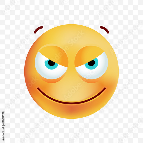 Cute Wicked Emoticon on White Background. Isolated Vector Illustration 