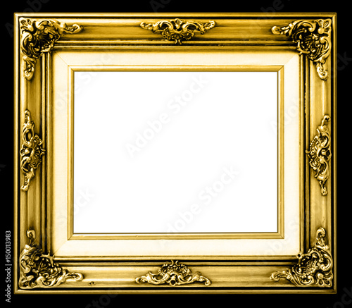 Vntage gold frame, isolated on Black