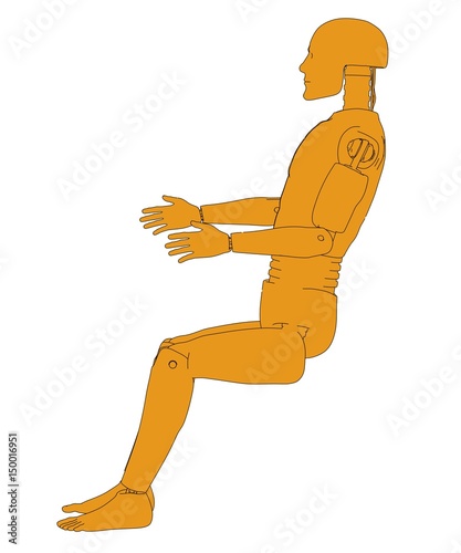 2d cartoon illustration of crash test dummy photo