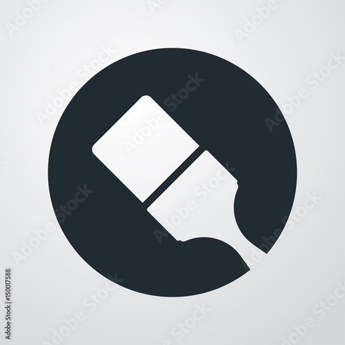 Icono plano circulo con brocha en fondo degradado
