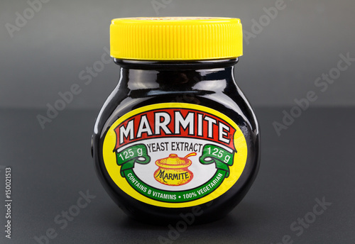 QUEENSTOWN, SOUTH AFRICA - 27 April 2017: Marmite yeast extract spread for bread or toast photo