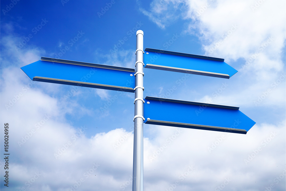 3D rendering Blank Blue Road Sign Empty Frame Signage 3D rendering Blank Blue Road Sign Empty Frame Signage