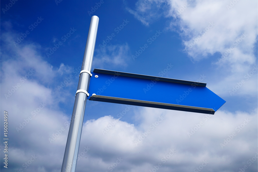 3D rendering Blank Blue Road Sign Empty Frame Signage 3D rendering Blank Blue Road Sign Empty Frame Signage
