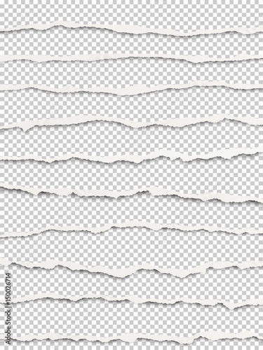 Vector layered torn transparent paper with soft shadow