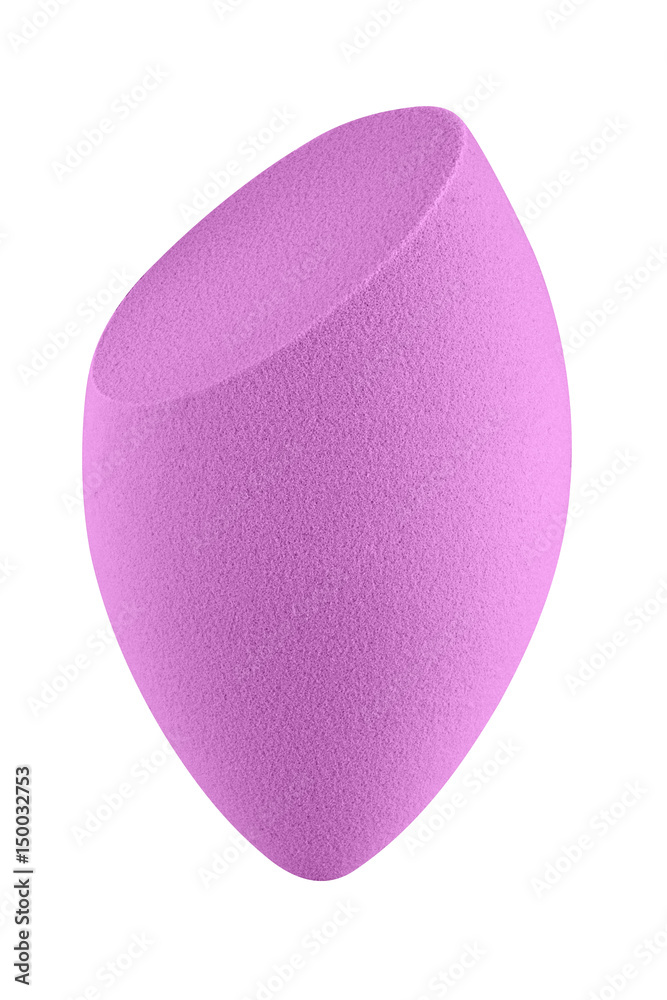 Purple cosmetic sponge pad for applying face make-up, isolated on white background, clipping path included Purple cosmetic sponge pad for applying face make-up, isolated on white background, clipping path included
