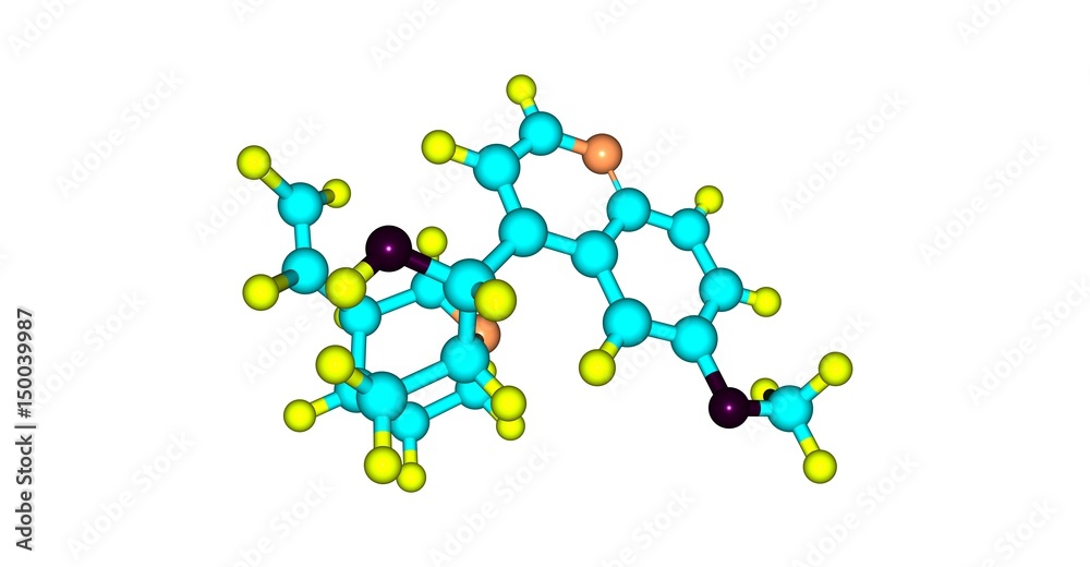 Quinine molecular structure isolated on white Quinine molecular structure isolated on white