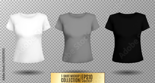 T-shirt template set for men and women, realistic gradient mesh vetor  illustration.