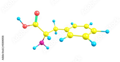 Phenylalanine molecular structure isolated on white