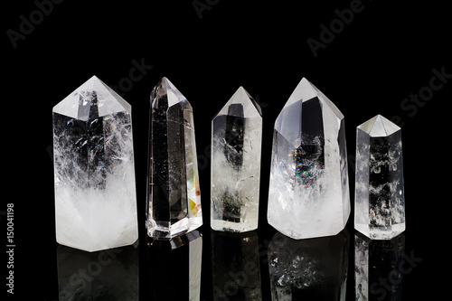 Natural quartz stone on black background