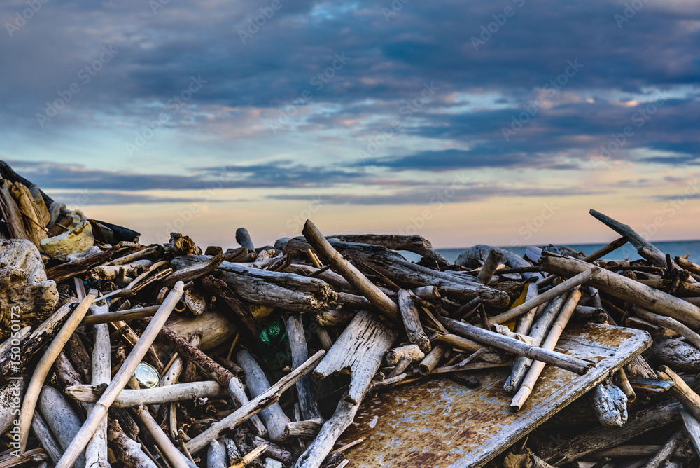 Φωτογραφία Wood, Clouds, Sea, Breakwater, Faro, Franciflutti, Vecchio, Fiumicino, Rome, Ita
