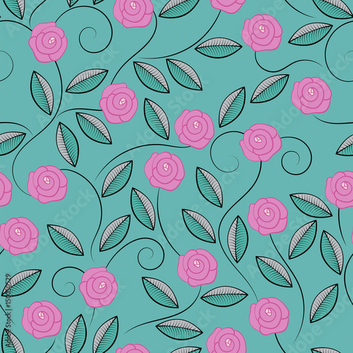 Pattern of doodle roses.