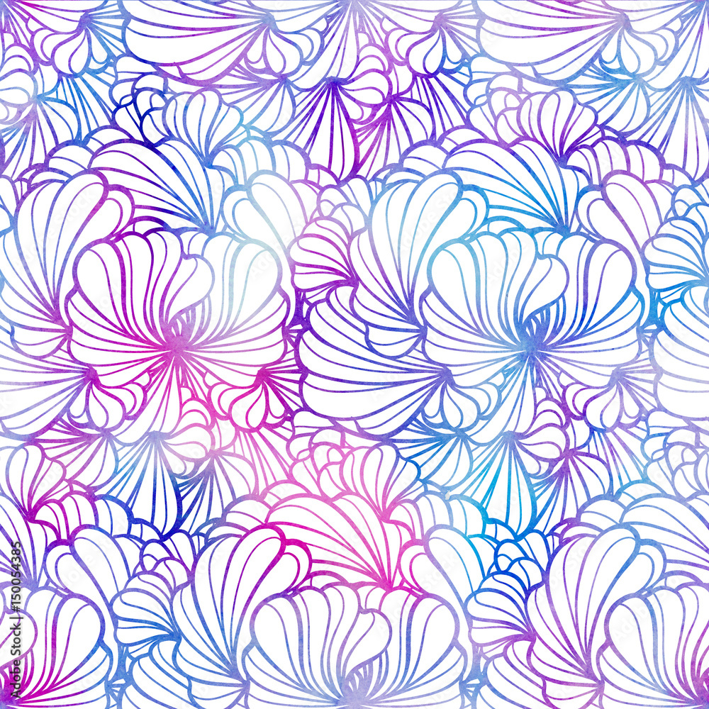 Fototapeta premium Abstract floral petals seamless pattern