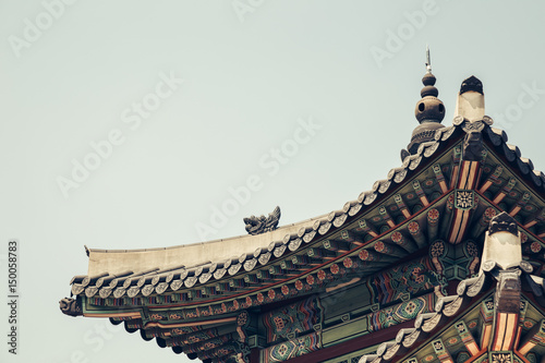 Korean traditional architecture Seojangdae roof eaves in Suwon, Korea