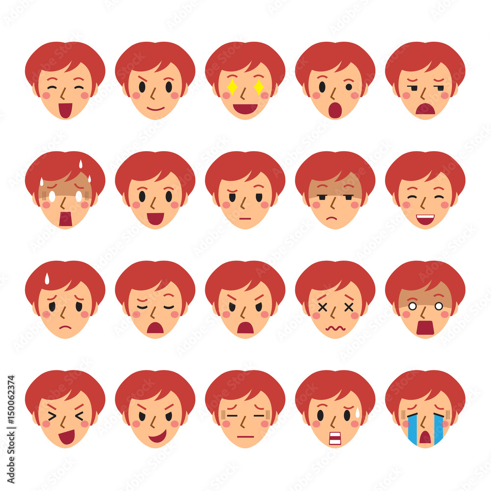 Set of a woman faces showing different emotions Set of a woman faces showing different emotions