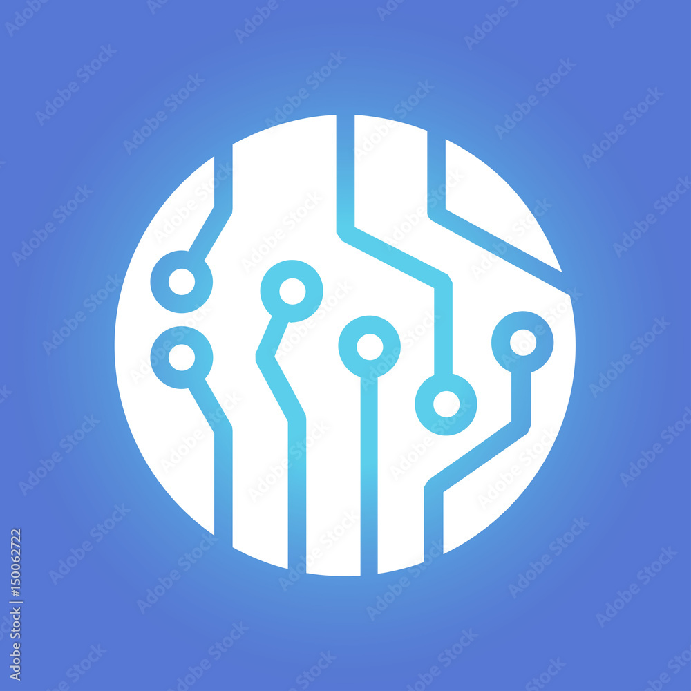 Circuit board icon. Technology scheme square symbol. Flat design style. Circuit board icon. Technology scheme square symbol. Flat design style.