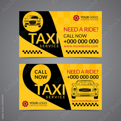 Taxi pickup service business card layout template. Create your own business cards. Mockup Vector illustration.
