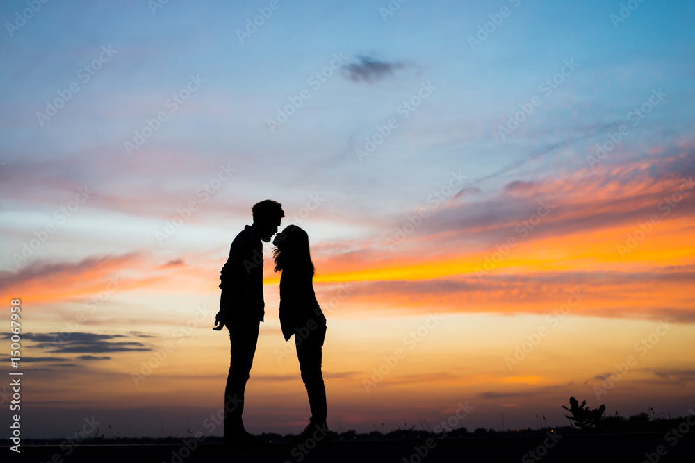 Silhouette Couple in love.