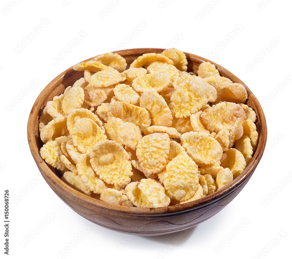 sugar-coated corn flakes in bowl sugar-coated corn flakes in bowl
