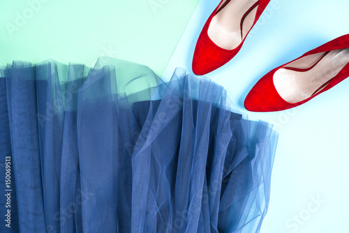 Fashion. Clothes Accessories fashion Set. Female Stylish gumshoes photo