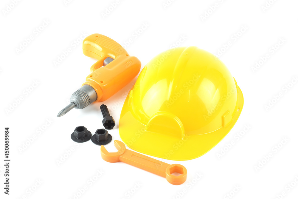 screwdriver,wrench,helmet isolated , white background screwdriver,wrench,helmet isolated , white background