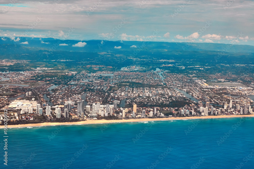 Aerial and panoramic view of Golden Coast, Australia 