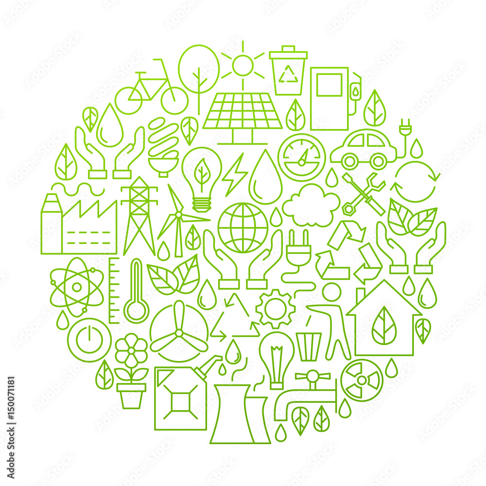 Ecology Line Icon Circle Design Ecology Line Icon Circle Design