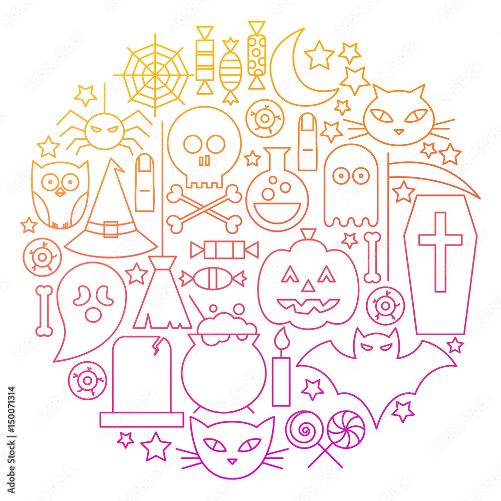 Halloween Line Icon Circle Design Halloween Line Icon Circle Design