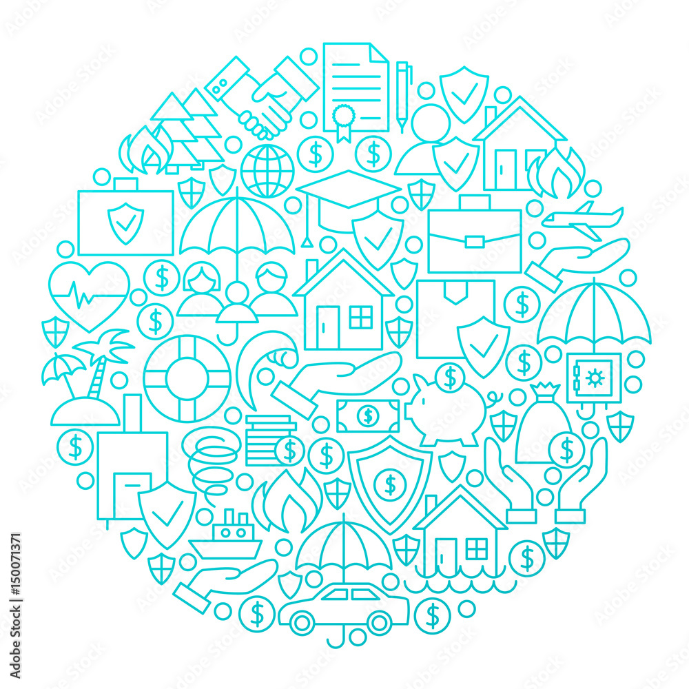 Insurance Line Icon Circle Design Insurance Line Icon Circle Design