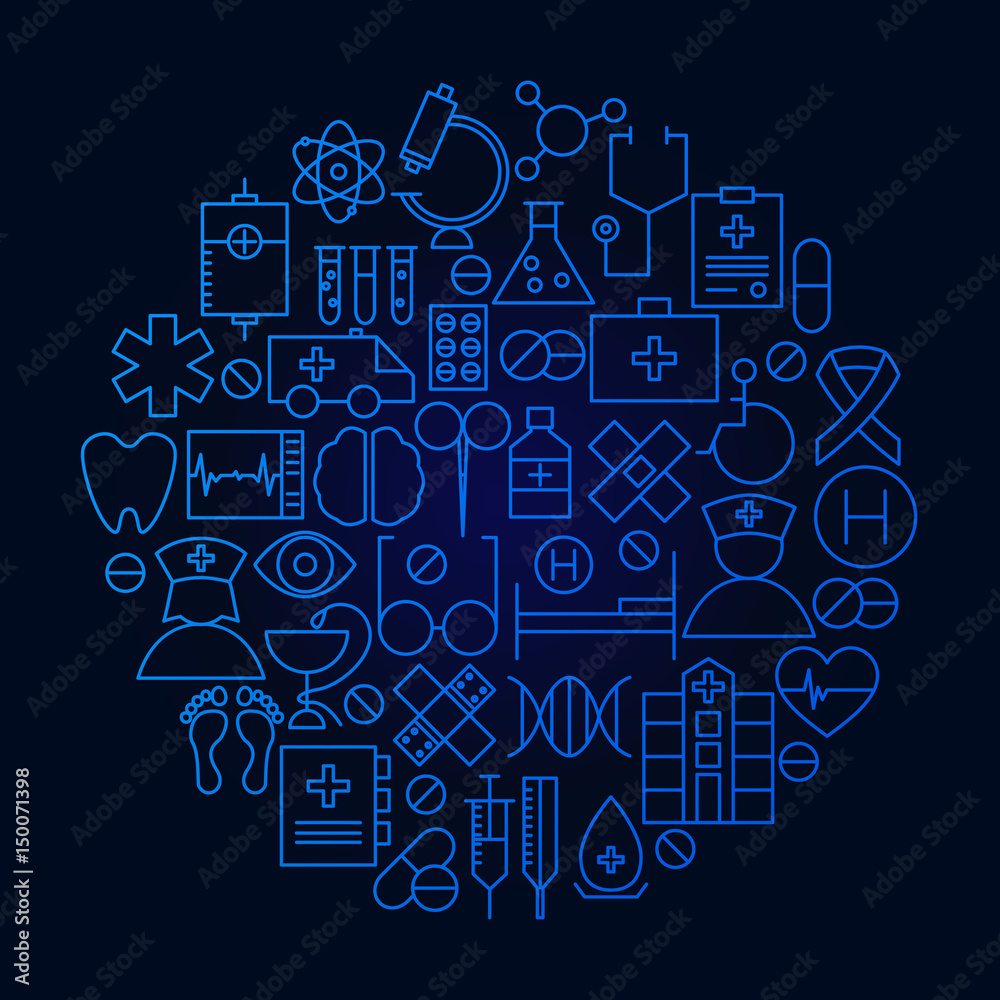 Medicine Line Icon Circle Concept Medicine Line Icon Circle Concept