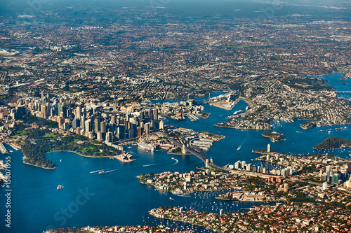 Aerial panoramic view of Sydney skyline  Australia 